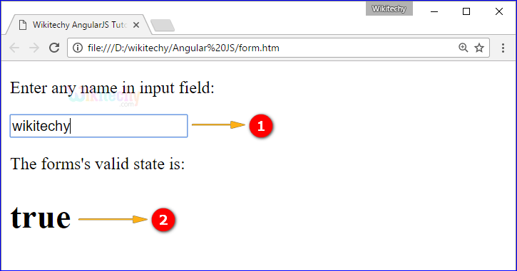 Sample Output for AngularJS form Directive