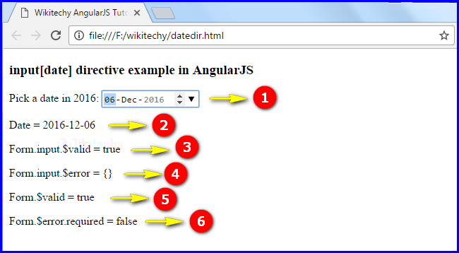 Sample Output1 for AngularJS Input Date