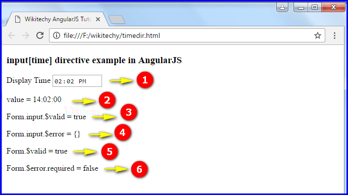 Sample Output1 for AngularJS Input Time