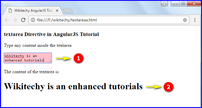 Sample Output for AngularJS textarea Directive