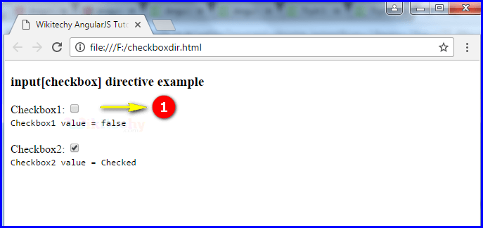 Sample Output2 for AngularJS Input Checkbox
