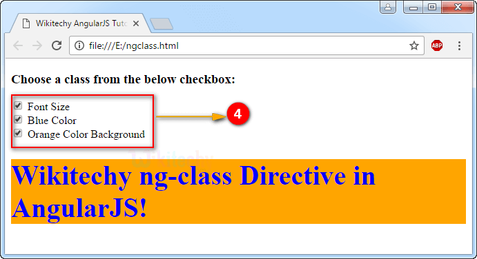 Sample Output4 for AngularJS ngclass