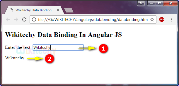 Sample Output for Data Binding In Angularjs