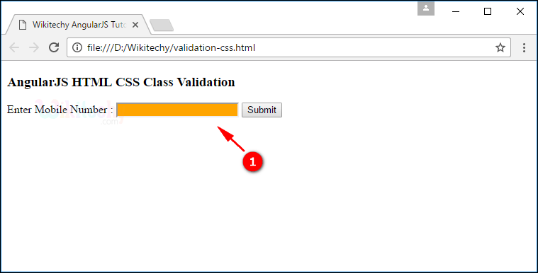 Sample Output for AngularJS Validation CSS