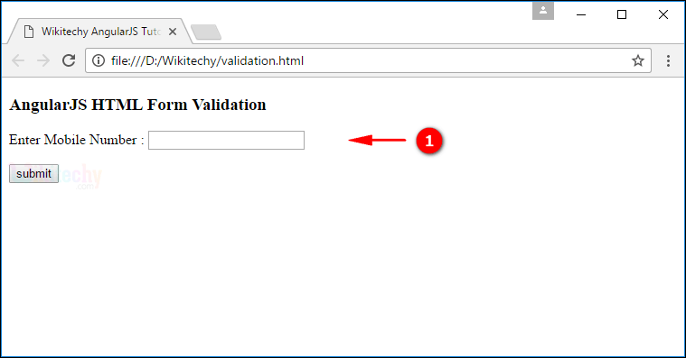 Sample Output for AngularJS Validation