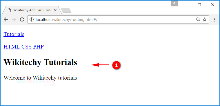 Sample Output1 for AngularJS Routing