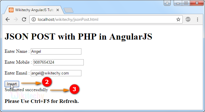 Sample Output2 for AngularJS JSON Post Data