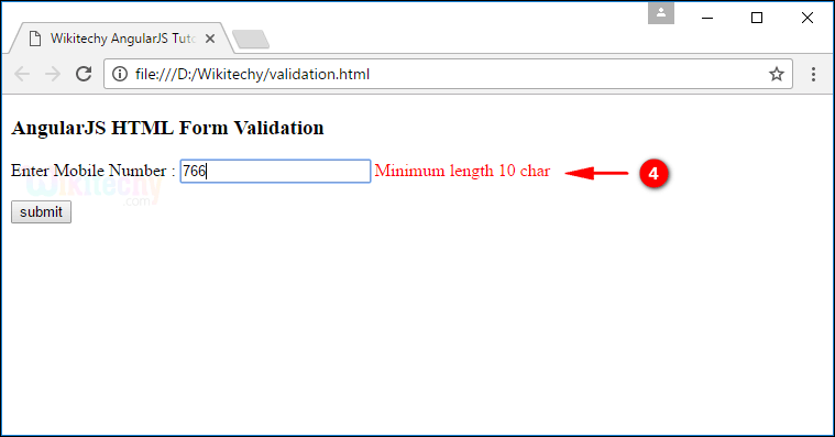 Sample Output3 for AngularJS Validation