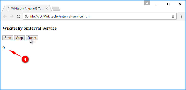 Sample Output4 for AngularJS $interval