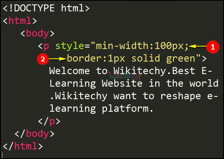 Code Explanation CSS Min Width Property Code Explanation CSS Min Width Property