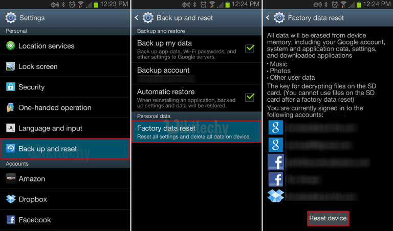 android factory reset