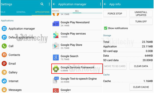 how to clear google services framework cache
