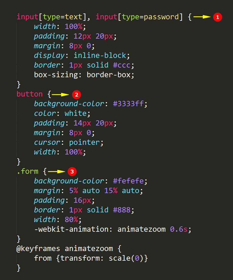 Output for Login Form login-style.css