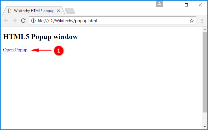 Output for Html5 Popup Window