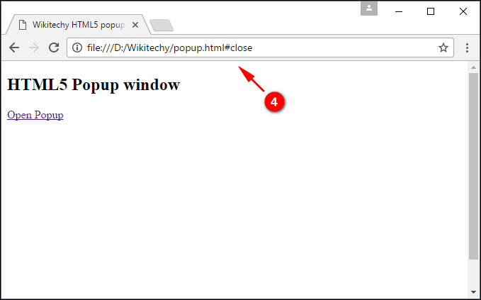 Output for Html5 Popup Window