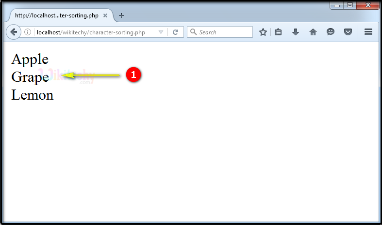 output for Character Sort In PHP