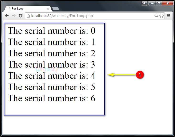 output for For Loop In PHP