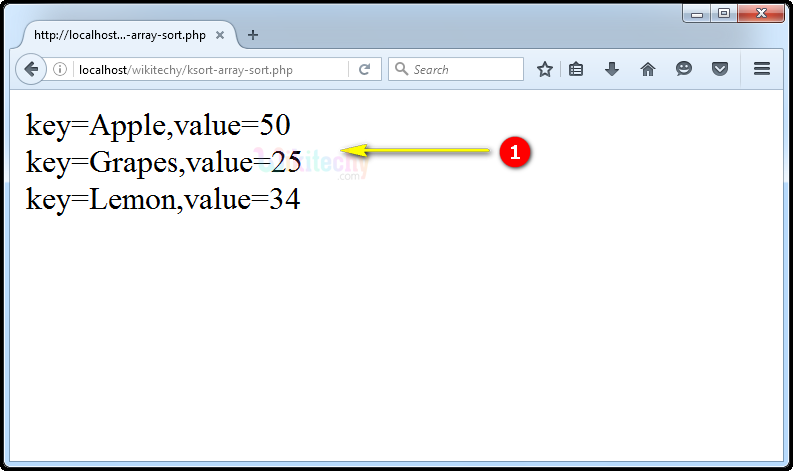 output for ksort Function In PHP