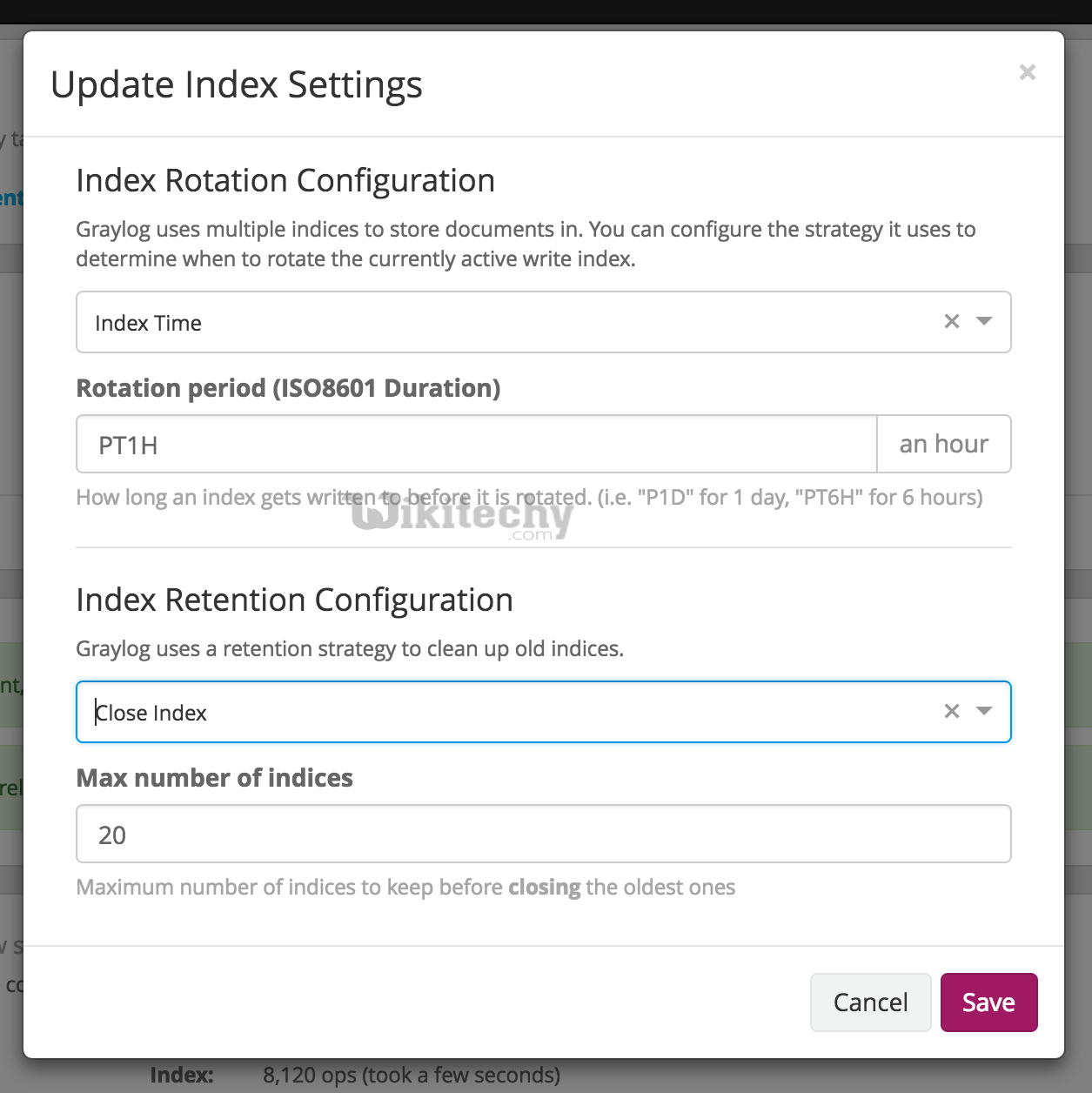   Index  setting