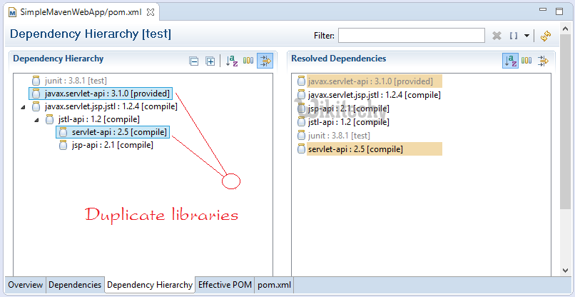  learn maven tutorial - exclude duplicate library step1- maven example