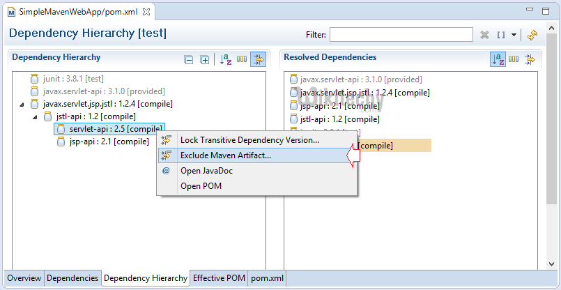  learn maven tutorial - exclude duplicate library step2- maven example