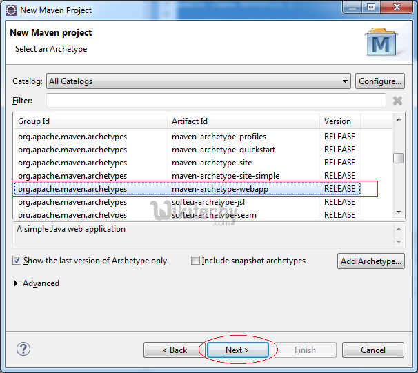  maven multiple project select archetype