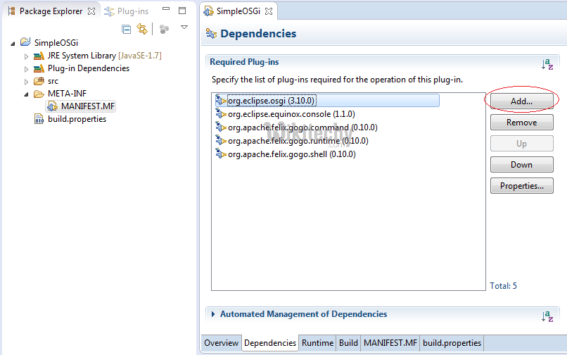  learn maven tutorial - quick create osgi project step5 - maven example