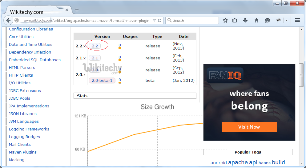  learn maven tutorial - search tomcat maven plugin version to use step1- maven example