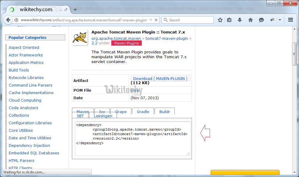  learn maven tutorial - search tomcat maven plugin version to use step2- maven example